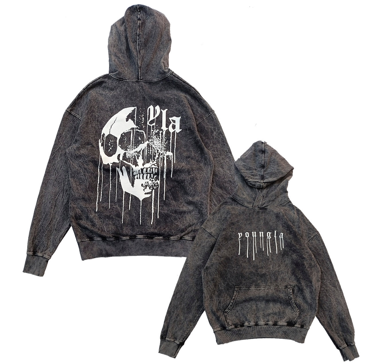 Hoodie en ASID WASH french terry 350 con diseño frontal y espalda (Copia)