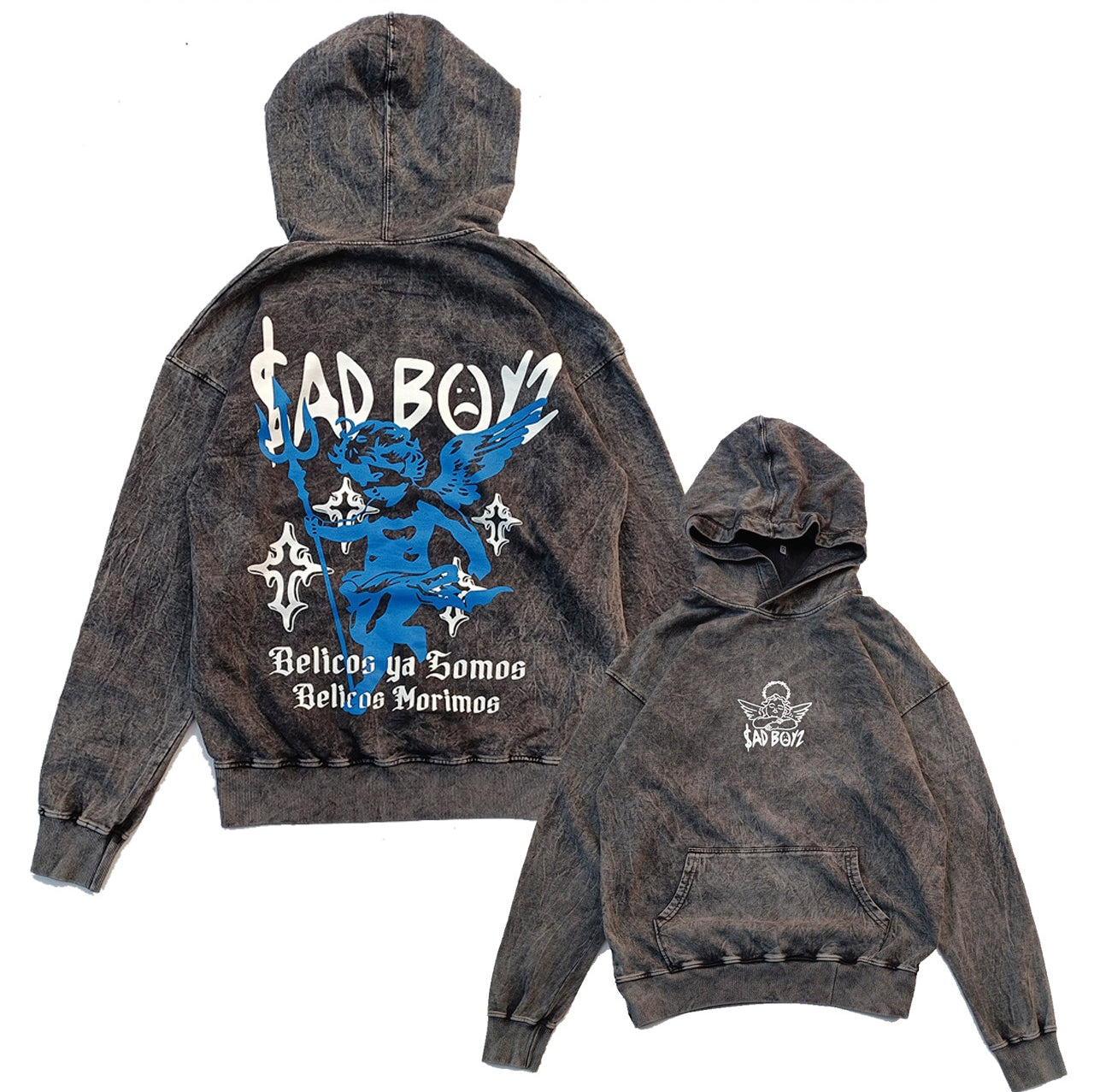 Hoodie en ASID WASH french terry 350 con diseño frontal y espalda