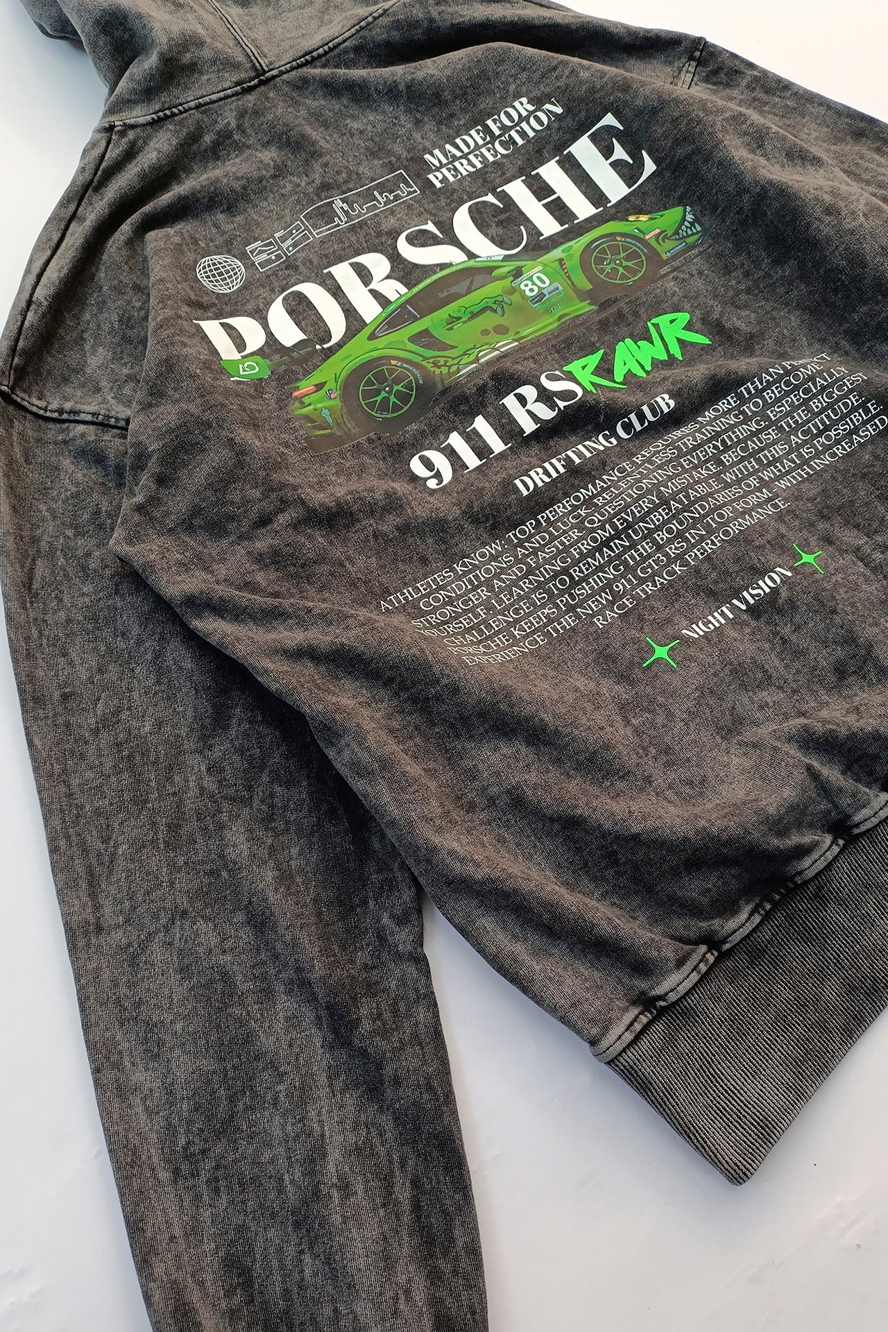 Hoodie en ASID WASH french terry 350 con diseño frontal y espalda