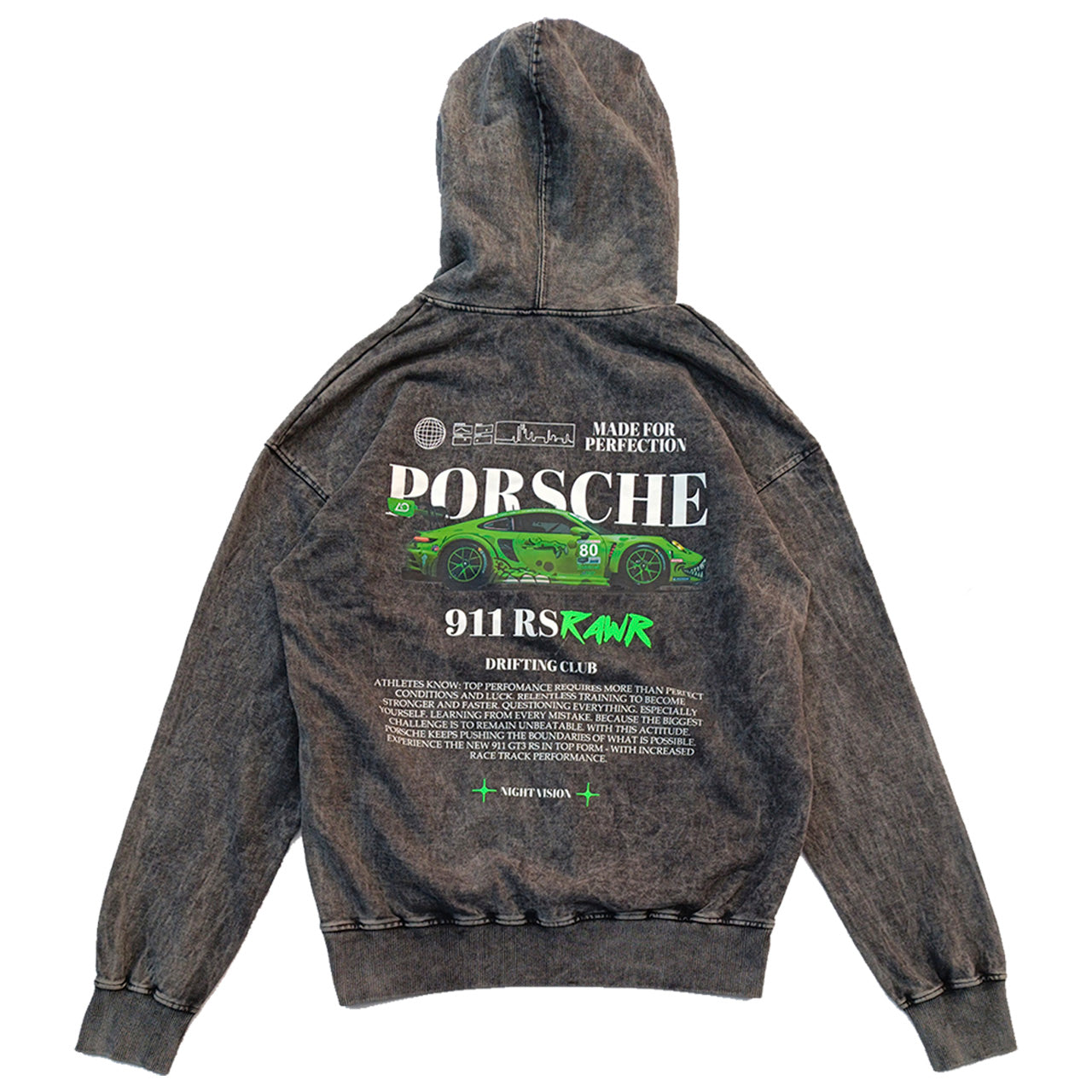 Hoodie en ASID WASH french terry 350 con diseño frontal y espalda
