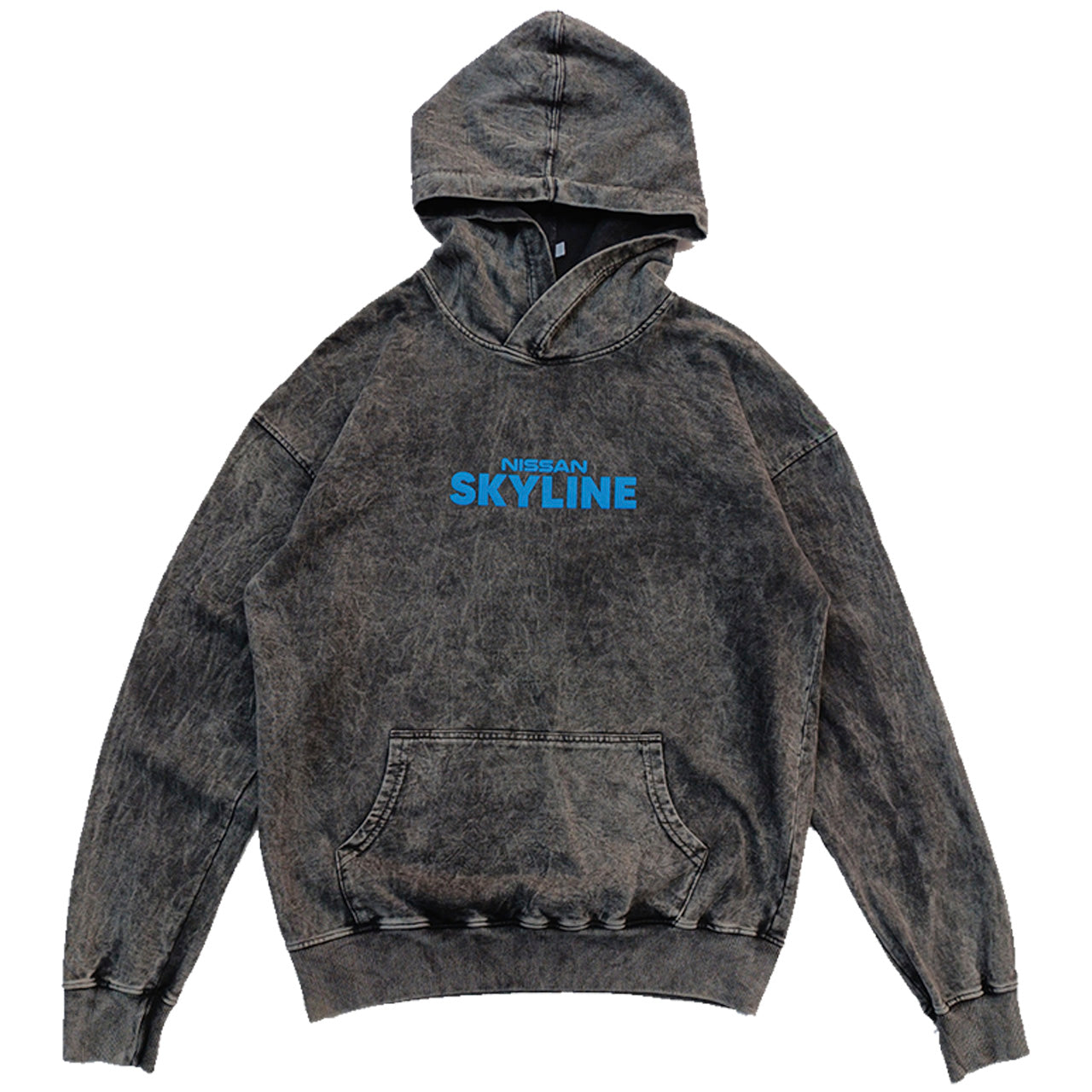 Hoodie en ASID WASH french terry 350 con diseño frontal y espalda SKY